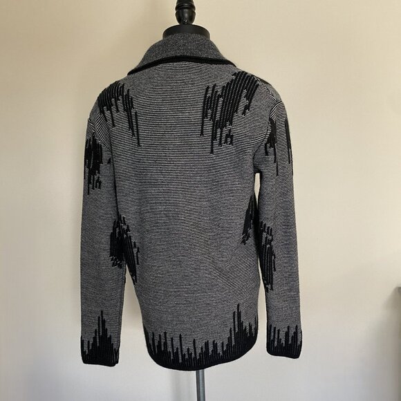 EUC MCR MODACRISE Button Down Black Wool Blend Sweater Knit Cardigan/Jacket sz M - Picture 4 of 9